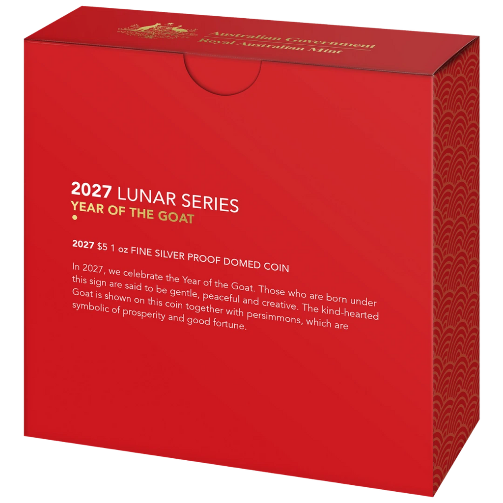 2027 $5 Lunar Series – Year of the Goat Silver Proof Domed Coin