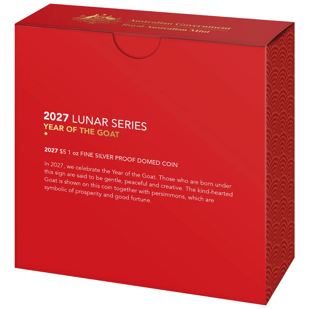2027 $5 Lunar Series – Year of the Goat Silver Proof Domed Coin