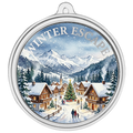 Winter Escape 1 oz Silver Colorized Round Christmas Ornament