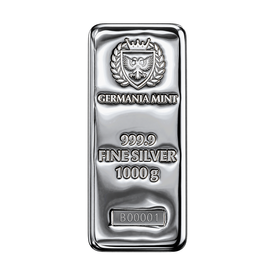 Germania Mint 1kg 999.9 Fine Silver Cast Bullion Bar – Individually Serialised