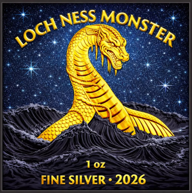 LOCH NESS MONSTER Diamond Dust 1oz Silver Coin – £2 Great Britain 2026