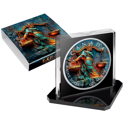Libra – Stone Zodiac Series 2025 $5 Canada 1 oz Silver Coloured Coin