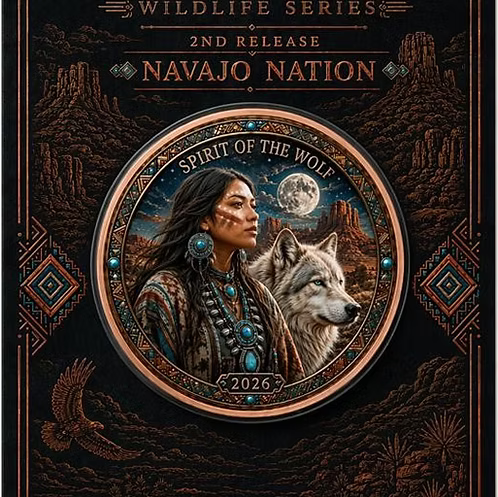 2026 North American Wildlife Series – Navajo Nation: Spirit of the Wolf 1oz Copper Medal