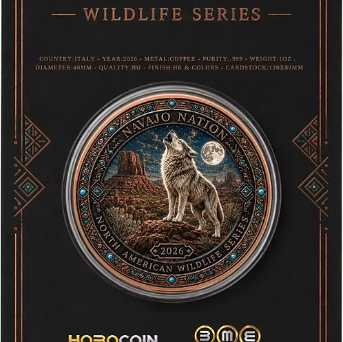 2026 North American Wildlife Series – Navajo Nation: Spirit of the Wolf 1oz Copper Medal