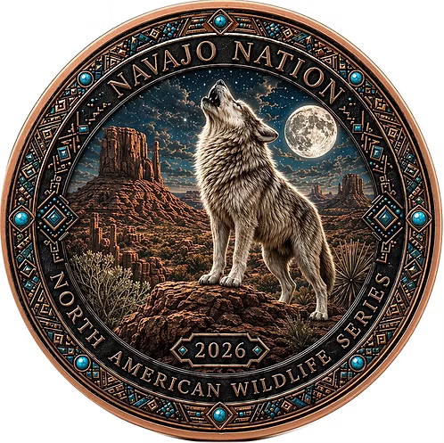2026 North American Wildlife Series – Navajo Nation: Spirit of the Wolf 1oz Copper Medal