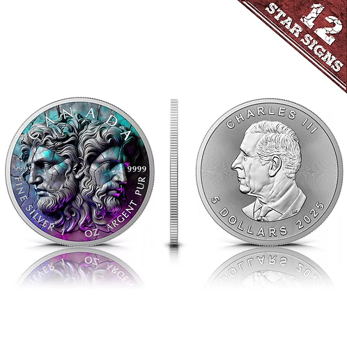 Gemini – Stone Zodiac Series 2025 $5 Canada 1 oz Silver Coloured Coin