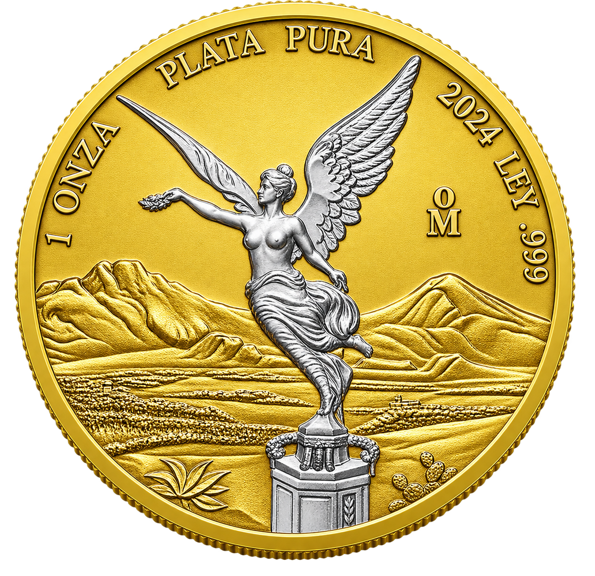 2024 Mexico Libertad – Yellow Gold & White Rhodium 1oz .999 Silver Coin – 500 Mintage