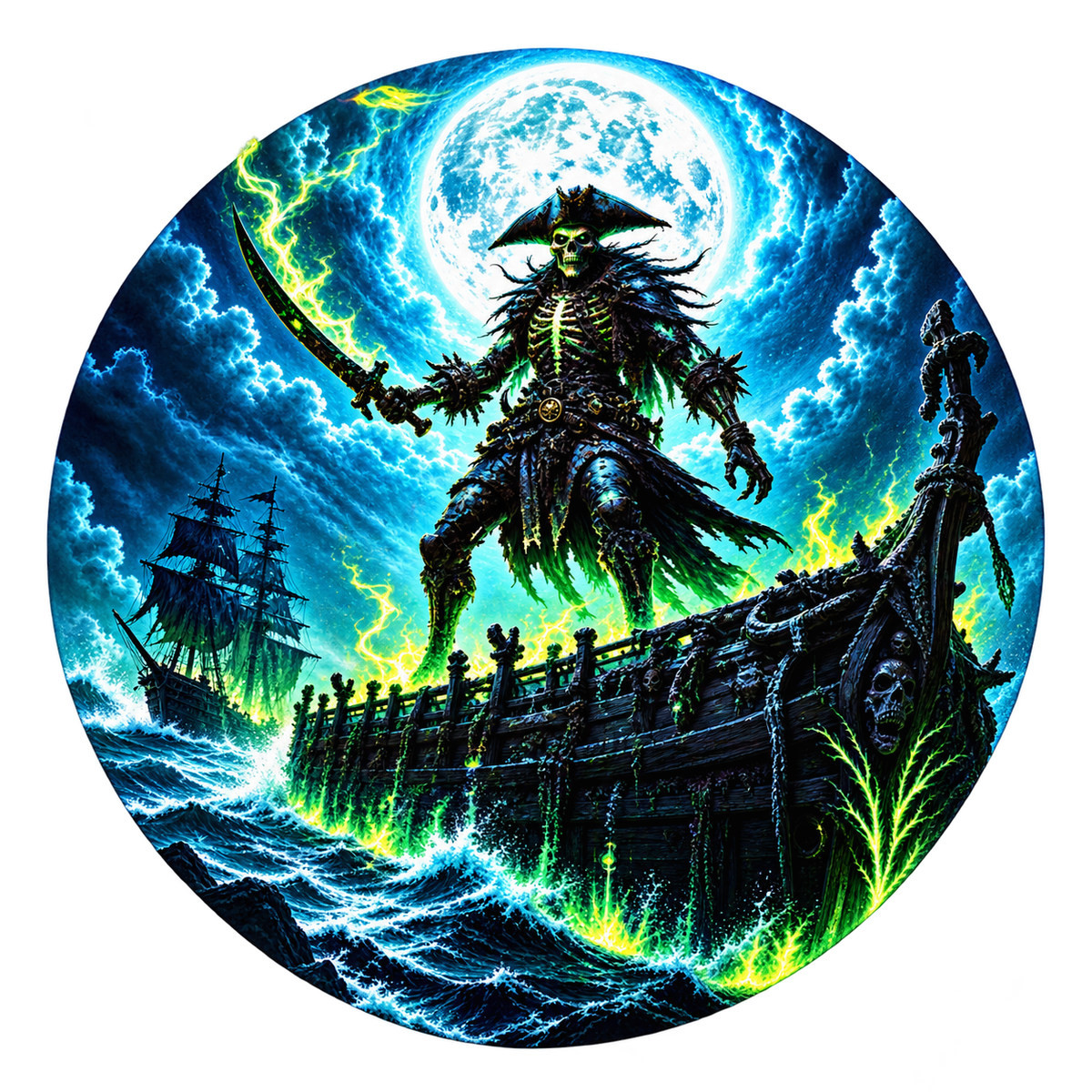 Hayleybug Mint – Captain of the Blood Moon 1oz .999 Fine Silver Colourised Pirate Round