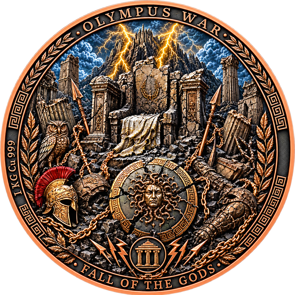 2026 Olympus War: Fall of the Gods 1 Kilo .999 Copper Medal – Italy