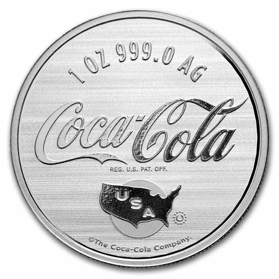 Coca-Cola® Americana 1 oz .999 Fine Silver Colorized Round in TEP