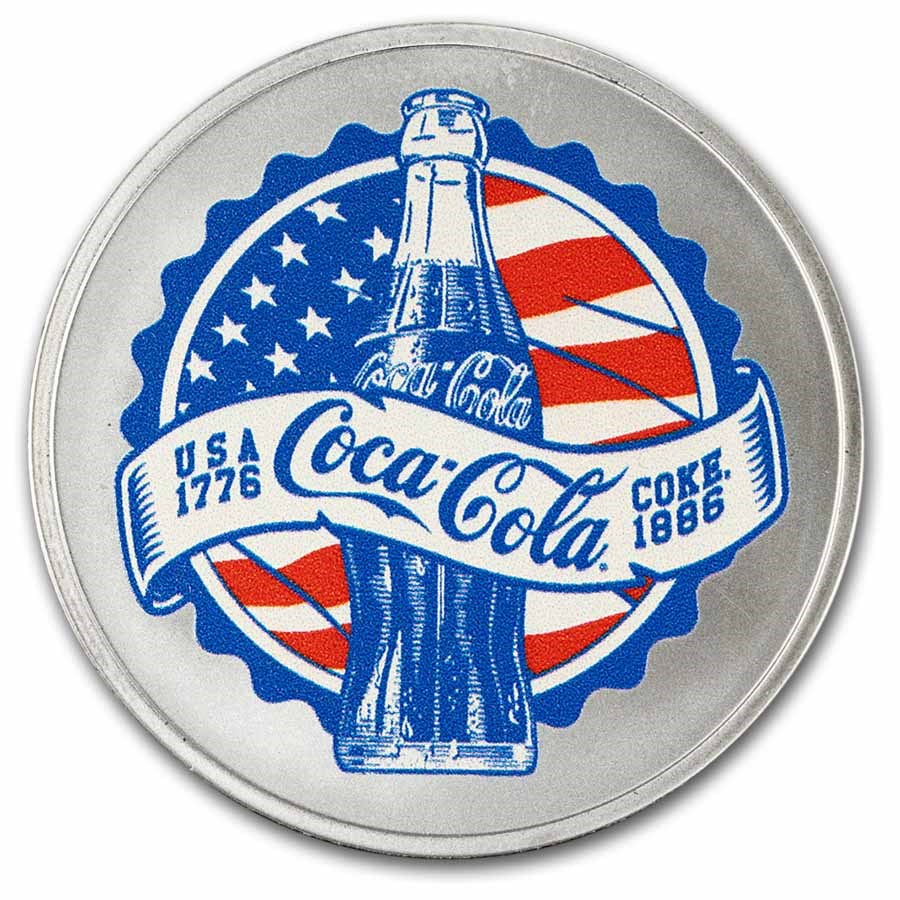 Coca-Cola® Americana 1 oz .999 Fine Silver Colorized Round in TEP