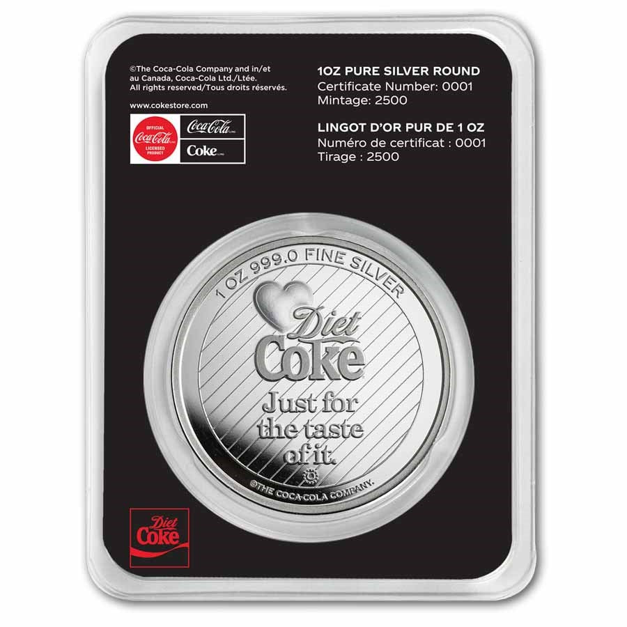 Coca-Cola® Diet Coke 1oz Silver Struck Round in TEP – 2,500 Mintage