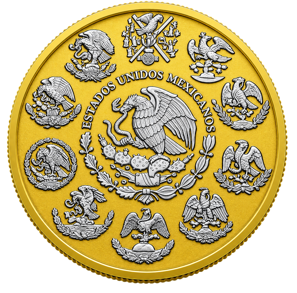 2024 Mexico Libertad – Yellow Gold & White Rhodium 1oz .999 Silver Coin – 500 Mintage