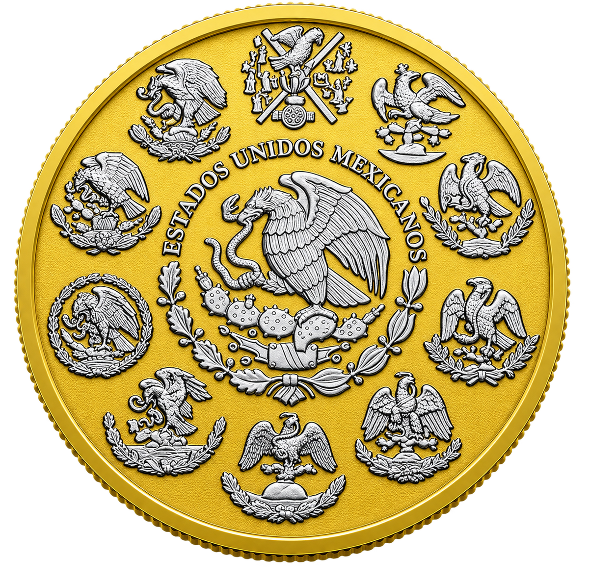 2024 Mexico Libertad – Yellow Gold & White Rhodium 1oz .999 Silver Coin – 500 Mintage