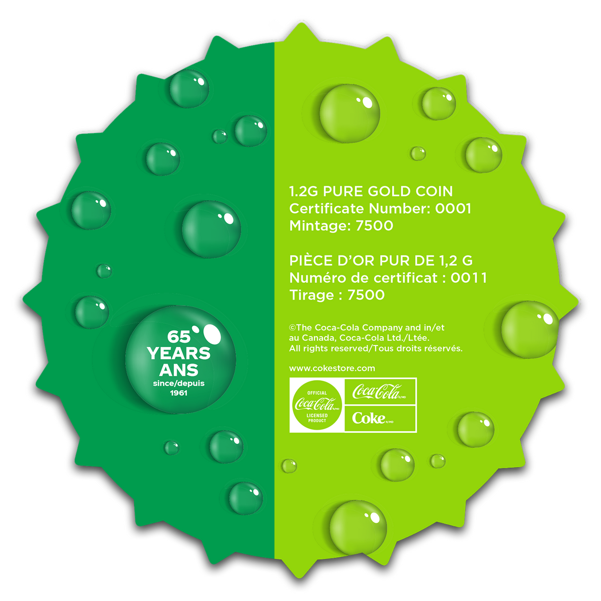 2026 Sprite 65th Anniversary Bottlecap 1.2g Gold Coin – PAMP Suisse
