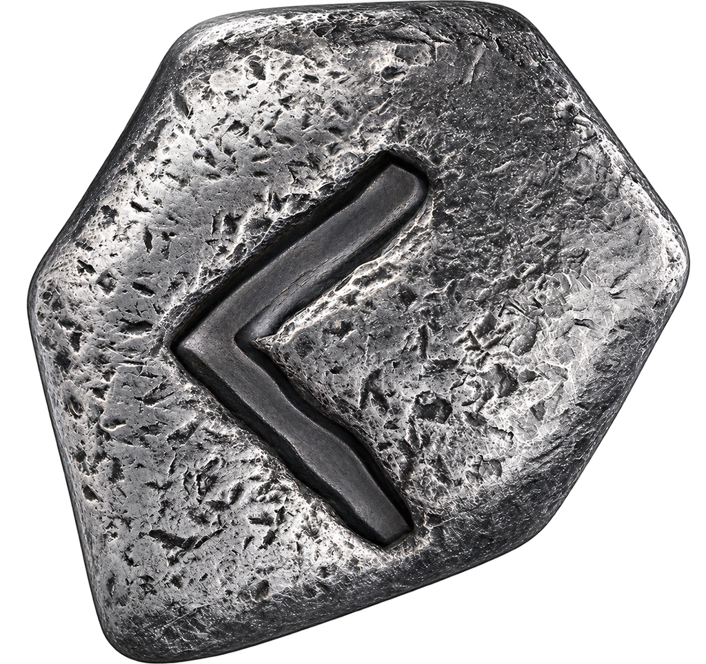 2025 Germania Mint Kenaz 1oz Ag .9999 Cast Silver Rune – 2,500 Mintage