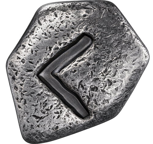 2025 Germania Mint Kenaz 1oz Ag .9999 Cast Silver Rune – 2,500 Mintage