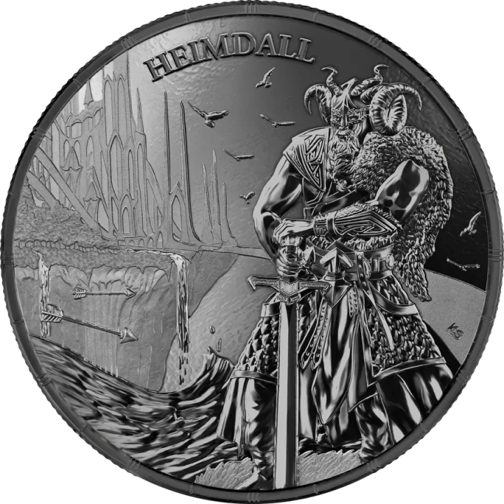 2025 Germania Mint Ragnarök: Heimdall – 1 oz Black Silver BU