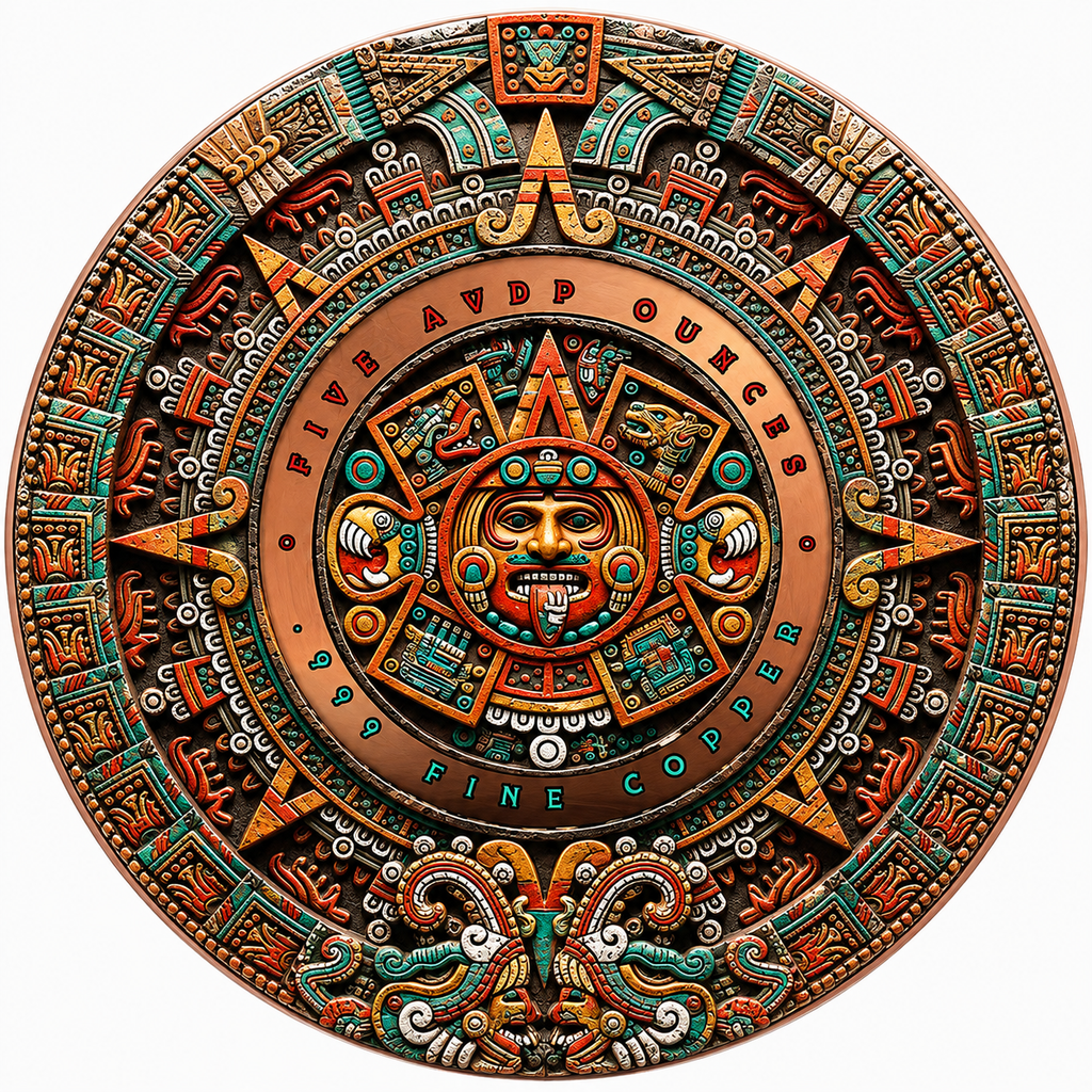 Mexico Aztec Empire 5oz Copper Medal
