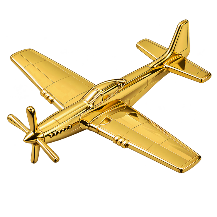 P-51 Mustang Shaped 1oz Copper Medal – WWII Fighter Aircraft Collectible