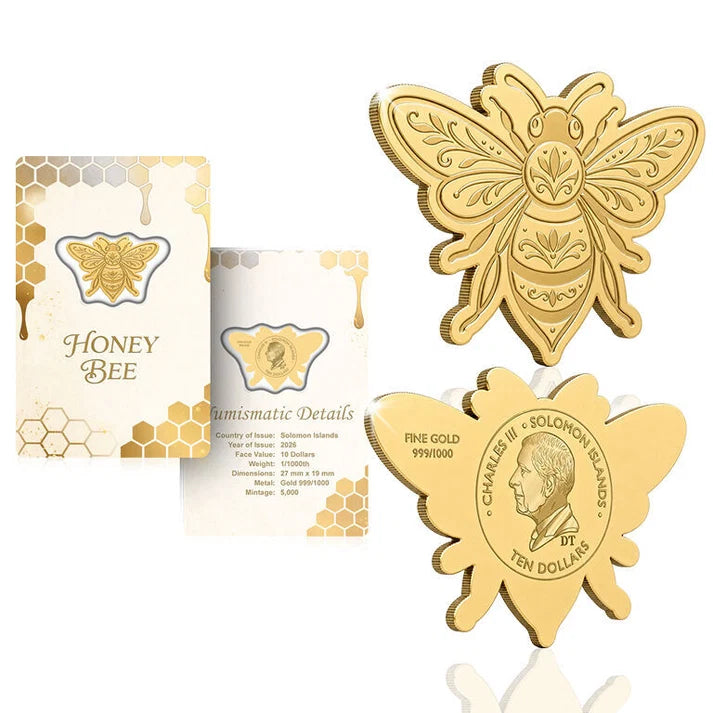 2026 Solomon Islands Honey Bee Shaped 1/1000 oz Gold Coin