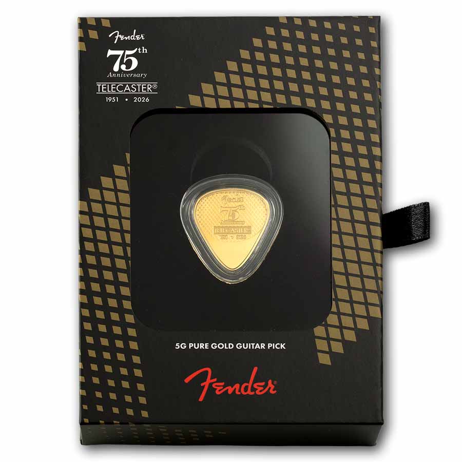 2026 PAMP Fender Telecaster 75th Anniversary 5g Fine Gold Guitar Pick Mintage 4000