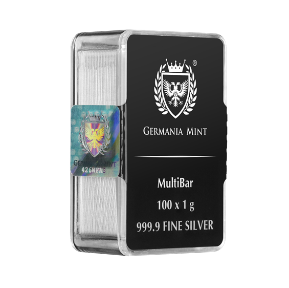 Germania Mint Silver MultiBar 100 × 1g – 100g .9999 Fine Silver
