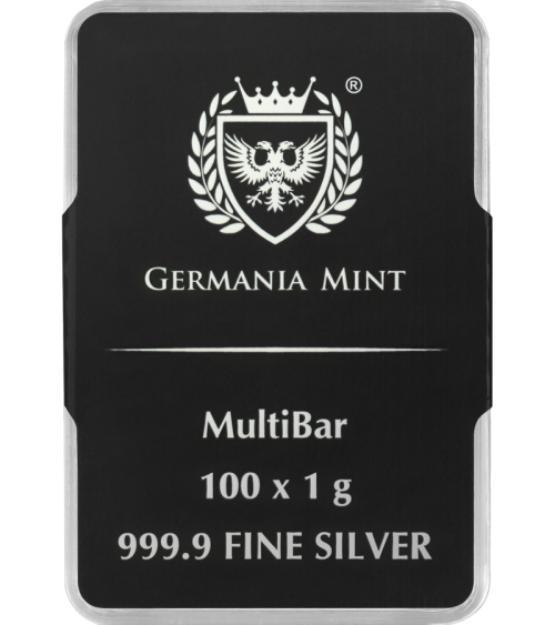 Germania Mint Silver MultiBar 100 × 1g – 100g .9999 Fine Silver