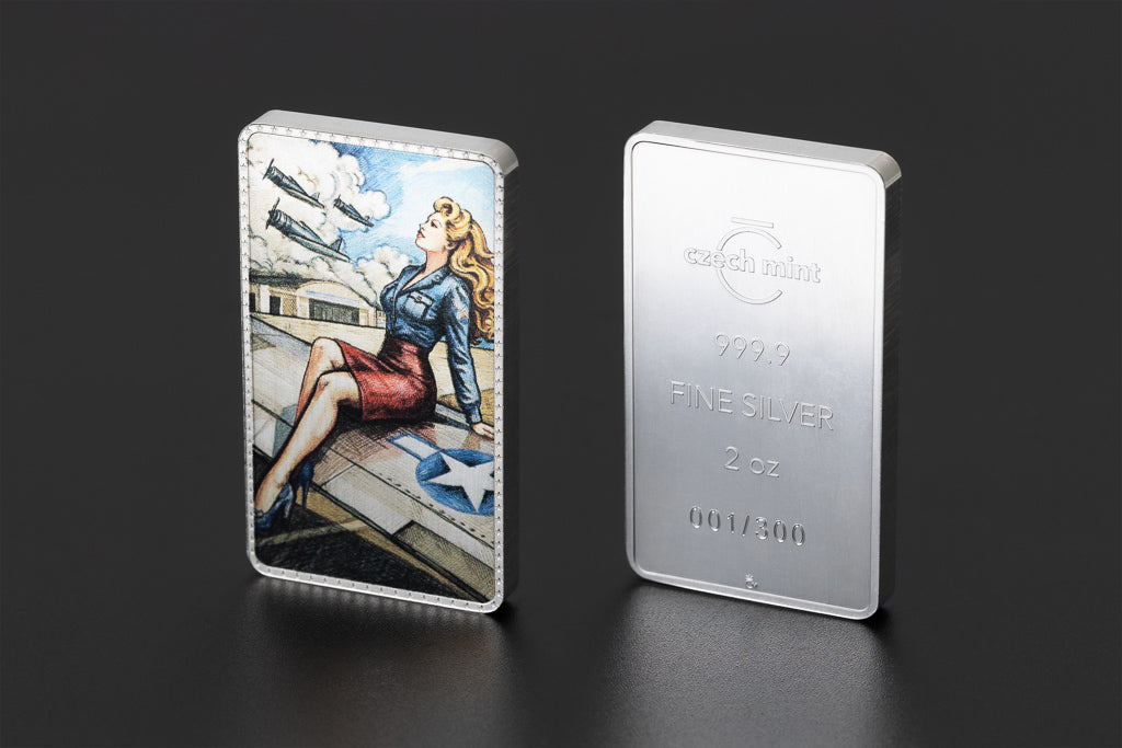 2026 Pin-Up Girls I Stand together 2 oz Silver Colorized Bar Czech Mint – Mintage 300