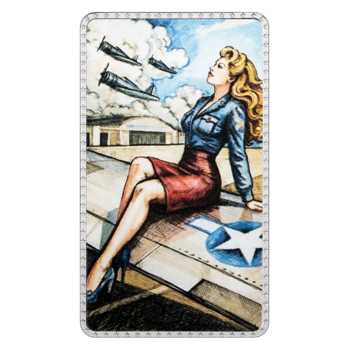 2026 Czech Mint Pin-Up Girls I Stand 2oz .9999 Fine Silver Colorized Bar Mintage 300