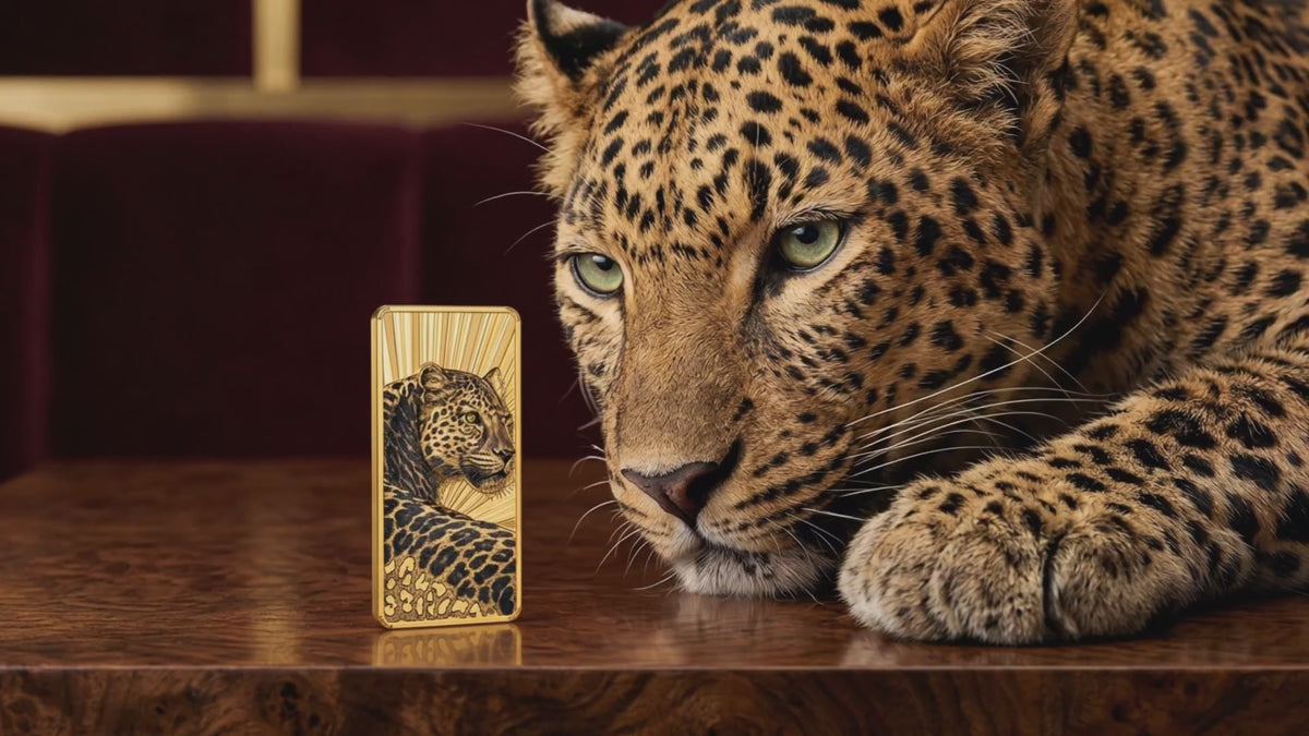 2026 Cook Islands Barre de Luxe Leopard 3oz Silver Gilded Proof Bar
