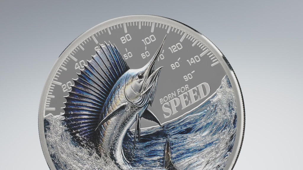 Born for Speed Sailfish 2027 $5 Ultra High Relief Colour 1oz Silver Proof Coin