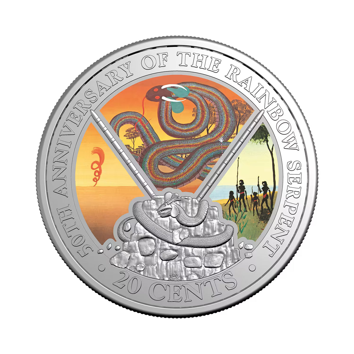 2025 20c Coloured Uncirculated Book Week Coin in Card – The Rainbow Serpent