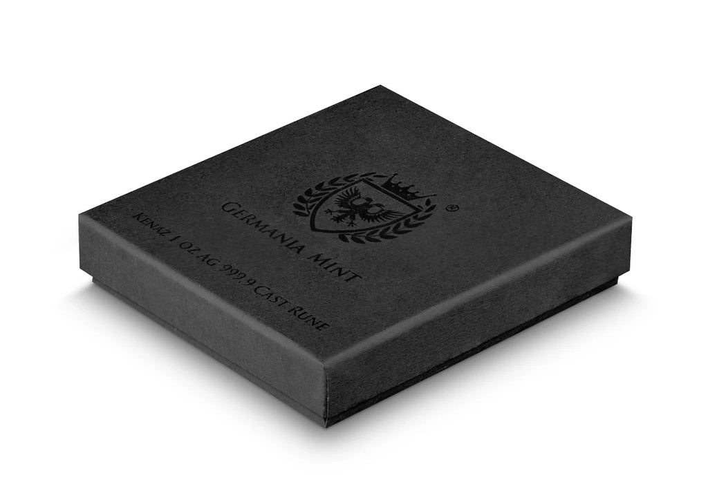 2025 Germania Mint Kenaz 1oz Ag .9999 Cast Silver Rune – 2,500 Mintage
