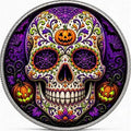 2026 Midnight Calavera 1oz .999 Fine Silver Colorized Sugar Skull Round Mintage 199