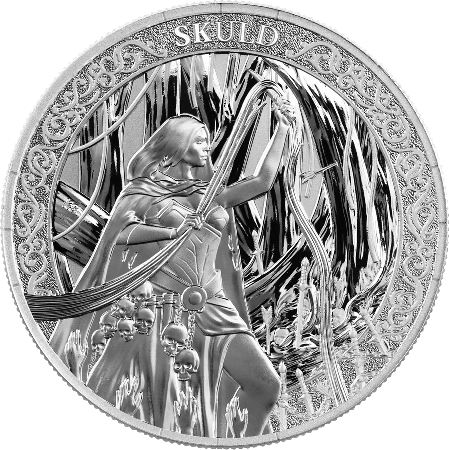2026 Germania Mint Norns: Skuld 1oz Silver BU Coin – 5 Mark .9999 Fine Silver