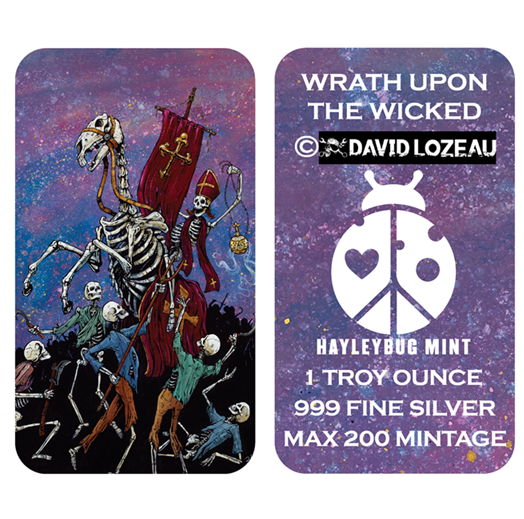 Wrath Upon The Wicked by David Lozeau – Hayleybug Mint 1 oz .999 Fine Silver Art Bar