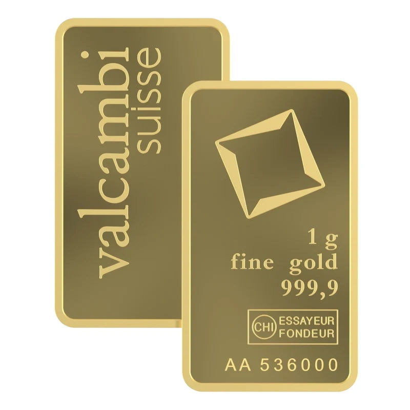 Valcambi Suisse 1 Gram Gold Bar – .9999 Fine Gold in Assay