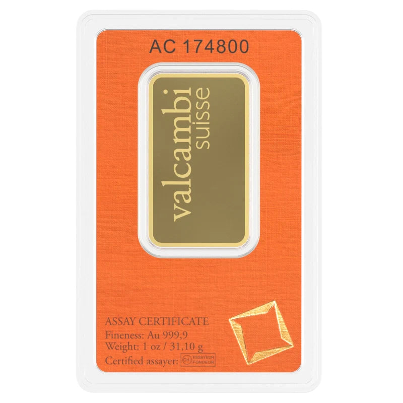 Valcambi Suisse 1oz Gold Bar – .9999 Fine Gold in Assay