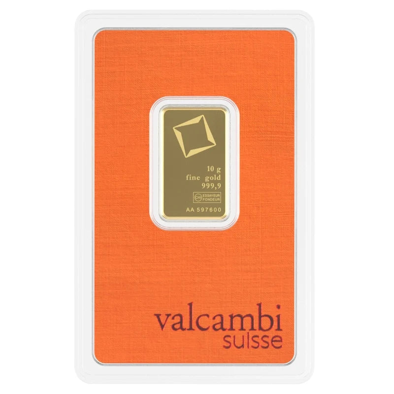 Valcambi Suisse 10 Gram Gold Bar – .9999 Fine Gold in Assay