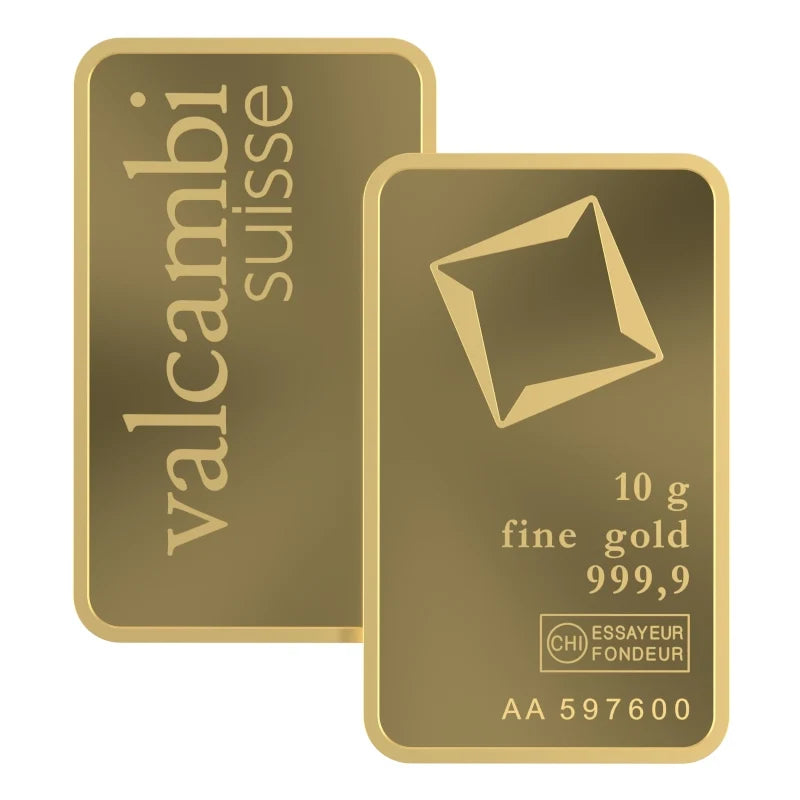 Valcambi Suisse 10 Gram Gold Bar – .9999 Fine Gold in Assay
