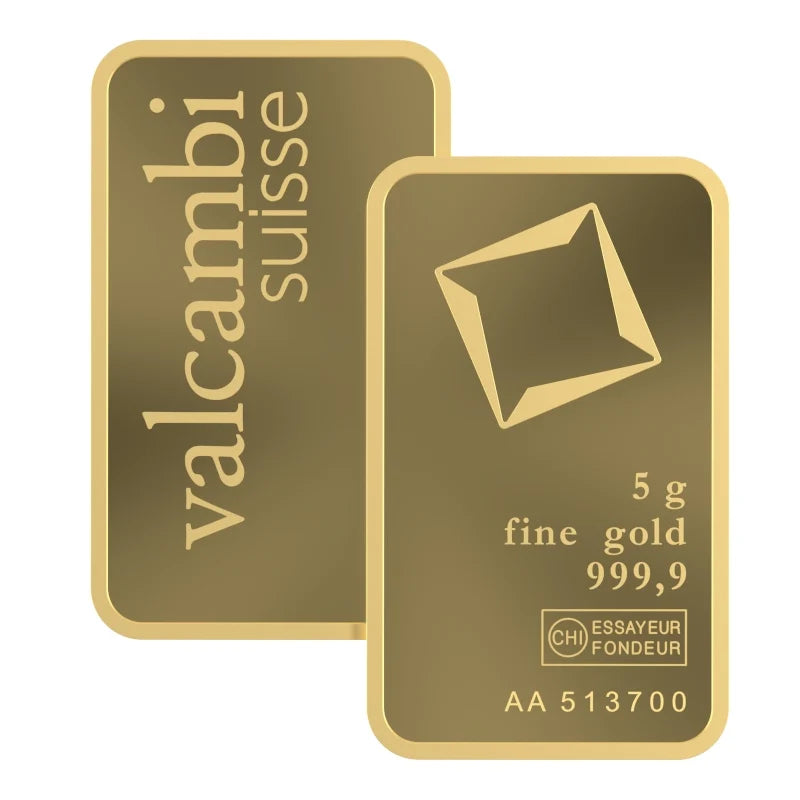 Valcambi Suisse 5 Gram Gold Bar – .9999 Fine Gold in Assay